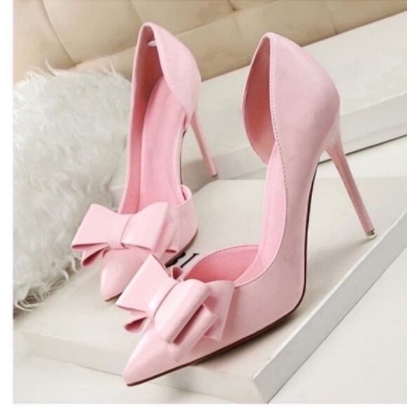 Shoes - Elegant Pink Bow Heels
